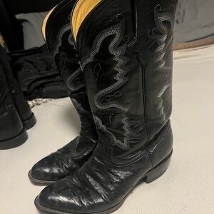 Black ostrich skin Cowboy Boots